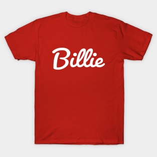 Billie Typography White Cursive Script T-Shirt